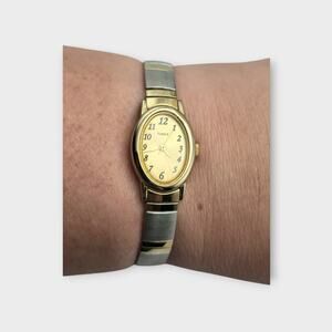 Vintage Timex Two-Tone Gold & Silver Oval Watch